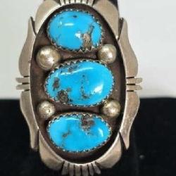Turquoise & Sterling Ring Size 8.5, 13.g