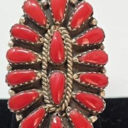 Coral Cluster & Sterling Ring Size 8.5, 5.84g