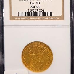 #1280 1615-A France Gold 1 Ecu D'or AU-55 NGC Weight: 1.67G