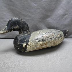 Hand-Carved Wood Duck Decoy with Aged Paint