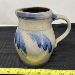 Salt glazed stoneware pitcher