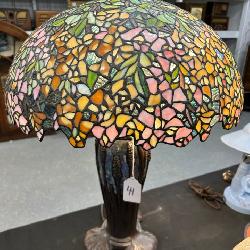 #41 Large Lavender Flower decorated stained glass table lamp