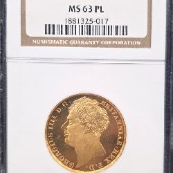 #1266 1823 Great Britain William IIII Gold 2 Pound MS-63PL NGC Weight: 15.97G