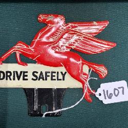 #1607 Mobile Gas Drive Safely License Plate Topper