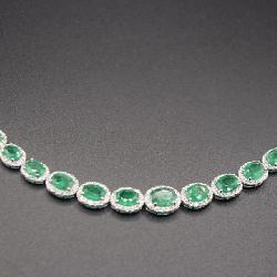 Oscar Friedman Platinum Emerald and Diamond Bracelet