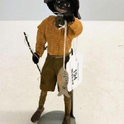 Antique Folk Art Fisherman Doll Figurine