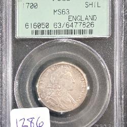 #1286 1700 English William III Silver Shilling MS-63 PCGS Weight: 6.0G