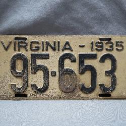 1935 Virginia License Plate ï¿½ Classic Collectible