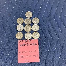 10 Half Dollars 40% Silver