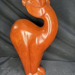 Biomorphic Wood Cat Sculpture Signed JB