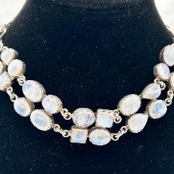 NICE Sterling Silver & Moonstone Choker Necklace