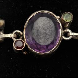 Heavy 925 Sterling Silver & Gemstone Bracelet