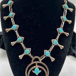 Sterling Silver/Turquoise Squash Blossom Necklace