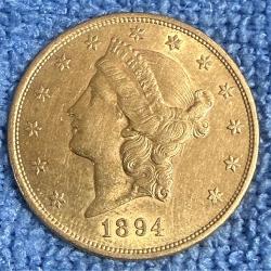 1894 S Gold Liberty $20 Coin