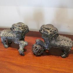 Brass Chinese Fu Dogs Scultures Statues