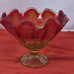 Antique Amberina Art Footed Glass Vase Simplicity