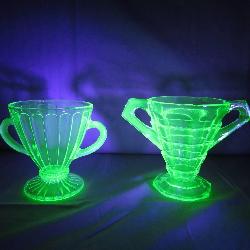 2 Uranium Glass Sugar Bowls