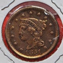 1851 Braided Hair Large Cent