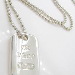 Tiffany & Co. Sterling Heavy Tag Pendant, Chain
