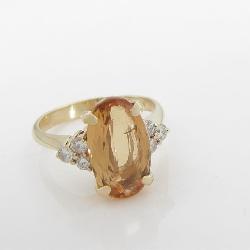14K YG Imperial Topaz and Diamond Ring