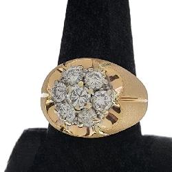 14K Yellow Gold Gents Diamond Ring