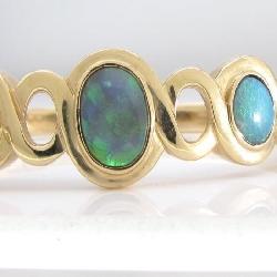 14K Yellow Gold Boulder Opal Bangle Bracelet