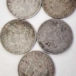 (5) US Morgan Silver Dollars