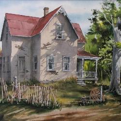 Luke Buck 21x29 WC Old House, Red Roof