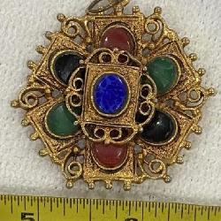 vantage jeweled brooch or pendantSigned by