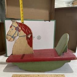 vintage folk  art wooden rocking horse