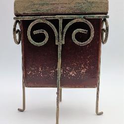 Small Red Ceramic Planter w/Metal Stand