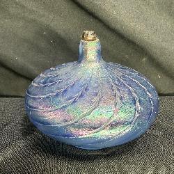 Hand Blown Iridescen Pulled Feather Glass Oil Lamp