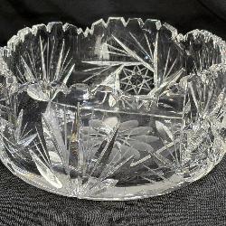 Vintage Cut Crystal Saw Tooth Edge Bowl