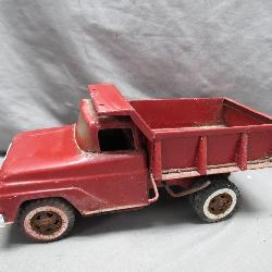 Red Tonka Metal Toy Dump Truck with Tilting Bed