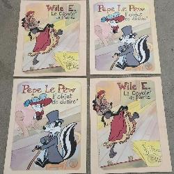 4 ct. French 'Wile E' & 'Pepe Le Pew' Posters