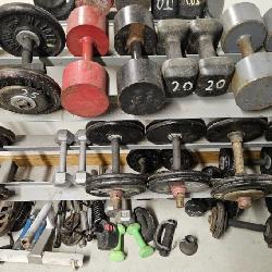 Collection of Dumbbells and Rack