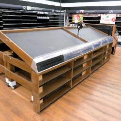 2022 6ft Slant Produce Tables W/front Shelving Insert