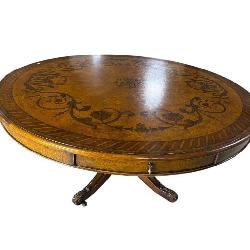 62 IN ROUND INLAID PEDESTAL DINING TABLE