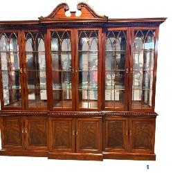 MONUMENTAL FLAME MAHOGANY INLAID CHINA CLOSET