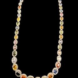 14K YELLOW GOLD MULTICOLOR SAPPHIRE & DIAMOND