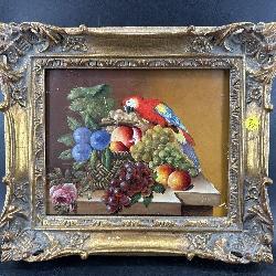 PARROT STILL LIFE OIL ON BOARD