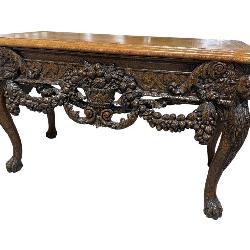 MAITLAND SMITH LION HEAD LEATHER TOP CONSOLE TABLE