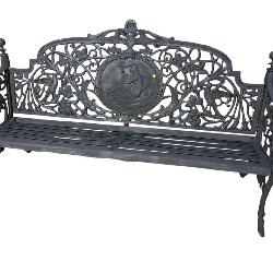 MONUMENTAL CAST IRON BIRD AND FIGURAL BENCH