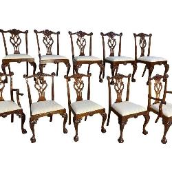 10 SOLID MAHOGANY CHIPPENDALE DINING ROOM CHAIRS