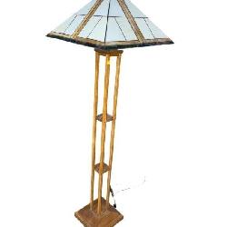 SIGNED STICKLEY MISSION OAK LEADED GLASS FLOOR