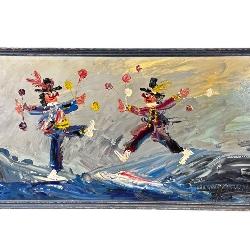 MORRIS KATZ 1994 TEXTURED CLOWN OIL ON BOARD