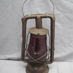 Railroad-Style Lantern With Red Globe