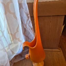 Orange Glass Ewer-Style Vase
