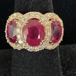 14K CUSTOM RUBY COMPOSITE AND DIAMOND RING