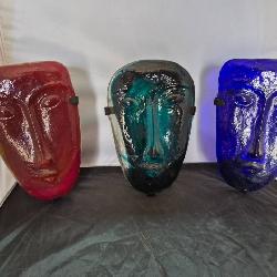 Three Colored Glass Face Masks